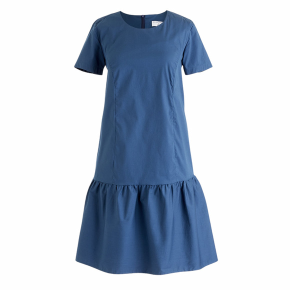 New Universal Standard X J. Crew Medium Drop Waist Shift Dress Blue Cotton Flare - Picture 2 of 12